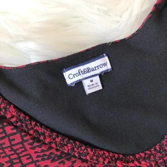 Croft & Barrow Red and Black Print Tank Top Shell - Picture 2 of 5